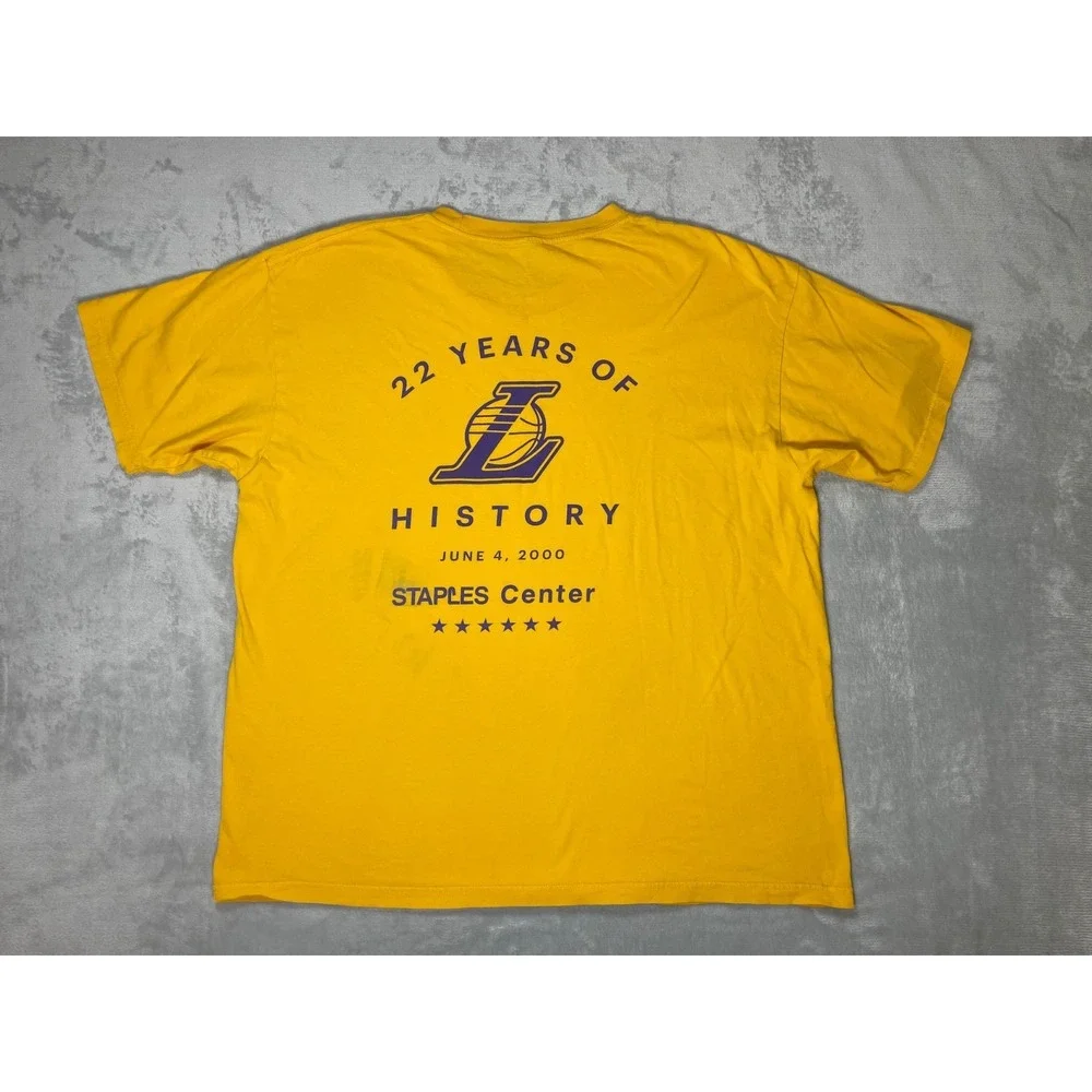 Los Angeles Lakers T Shirt Men XL Yellow I Love LA 2000 Finals NBA Vintage